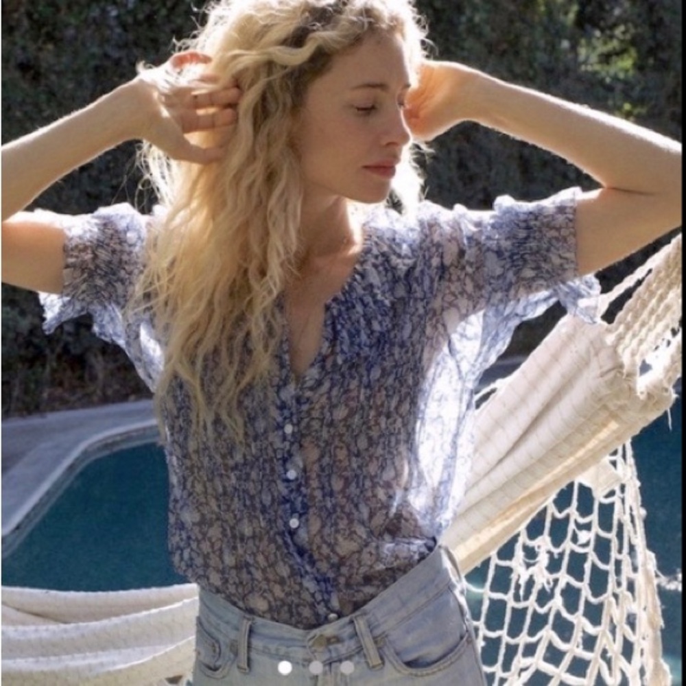 (sold) Doen Lea silk top blue porcelain size small